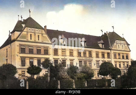 Scuole in Levoča, edifici in Levoča 1911 Prešov Regione, Löcse, M. kir. Tutti i. Förealiskola Foto Stock