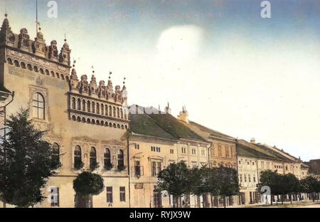 La casa di Thurzo (Levoča), edifici in Levoča 1911 Prešov Regione, Löcse, Csaky haz es körteri reszlet Foto Stock