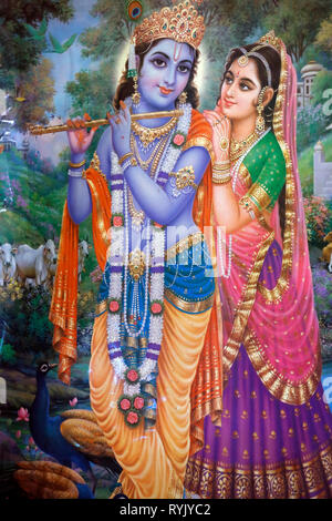 Subramaniam Swamy Tempio. Krishna e Radha. La pittura. Ho Chi Minh City. Il Vietnam. Foto Stock