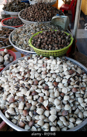 Mercato del pesce. Di vongole fresche in vendita. Ha Tien. Il Vietnam. Foto Stock