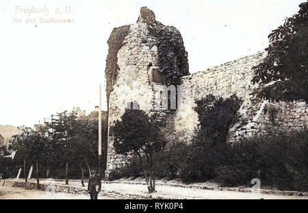 Mura di Freyburg (Unstrut), 1913, Sassonia-Anhalt, Freyburg, An der Stadtmauer, Germania Foto Stock