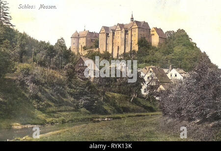 Schloss Nossen, Freiberger Mulde in Nossen, 1913, Landkreis Meißen, Nossen, Schloß, Germania Foto Stock