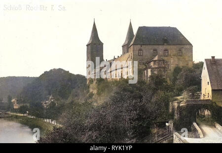 Schloss Rochlitz, Castello cancelli in Sassonia, Zwickauer Mulde, 1913, Landkreis Mittelsachsen, Rochlitz, Schloß, Germania Foto Stock