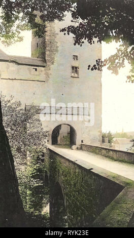 Schloss Rochlitz, Castello cancelli in Sassonia, ponti in Rochlitz, 1914, Landkreis Mittelsachsen, Rochlitz, Oberer Eingang Schloß, Germania Foto Stock
