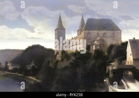Schloss Rochlitz, Castello cancelli in Sassonia, Zwickauer Mulde, 1914, Landkreis Mittelsachsen, Rochlitz, Schloß, Germania Foto Stock