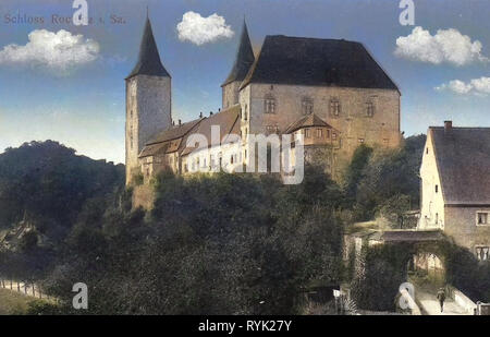Schloss Rochlitz, Zwickauer Mulde, Castello cancelli in Sassonia, 1914, Landkreis Mittelsachsen, Rochlitz, Schloß, Germania Foto Stock