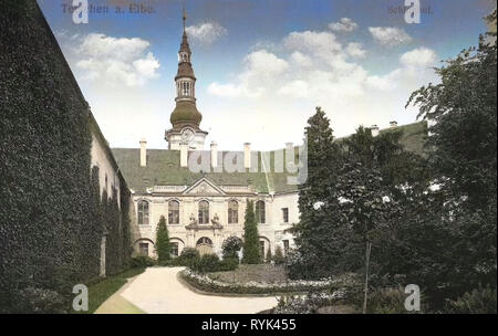 Il castello di Děčín, 1914, Ústí nad Labem Regione, Tetschen, Schloßhof, Repubblica Ceca Foto Stock