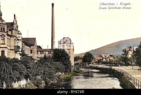 Edifici di Erzgebirgskreis, Flöha (fiume), ponti in Erzgebirgskreis, 1919, Erzgebirgskreis, Olbernhau, Innere Grünthaler Straße, Germania Foto Stock