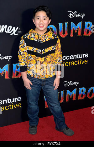 Albert Tsai frequentando la premiere mondiale di 'Dumbone' al El Capitan theater su Marzo 11;2019 a Los Angeles, California. Foto Stock