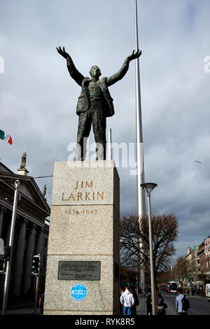 Jim Larkin statua su oconnell street a Dublino Repubblica di Irlanda europa Foto Stock