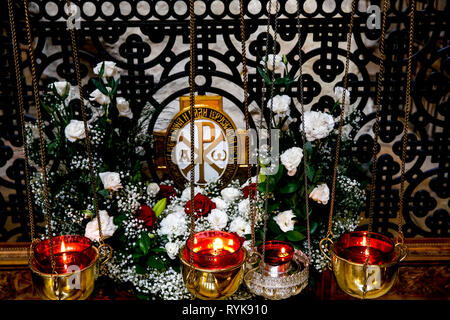 Alexander Nevsky chiesa ortodossa russa, a Gerusalemme, Israele. Foto Stock