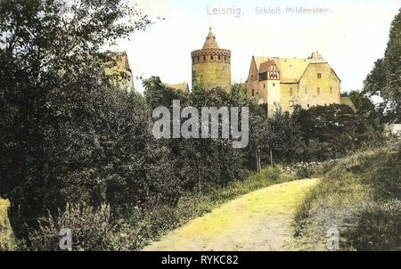 Burg Mildenstein, 1912, Landkreis Mittelsachsen, Leisnig, Schloß Mildenstein, Germania Foto Stock