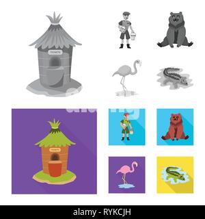 Finestra,zookeeper,bear,flamingo,coccodrillo,contatore,l'uomo,marrone,rosa,alligator,servizio,lavoratore,carino,AFRICA,ticket,keeper,sonno,divertente,booth,benna,russia,bird,jungle,Office,arnese,grandi,sud,verde,BOX,vestiti,natura,divertente,fauna,entertainment,zoo,parco,safari,animale,forest,flora,impostare,vettore,icona,immagine,isolato,raccolta,design,l'elemento,graphic,segno vettori vettore , Illustrazione Vettoriale