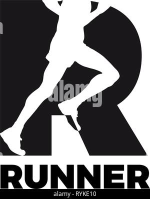 Logo vettoriale runner dentro la lettera R Illustrazione Vettoriale
