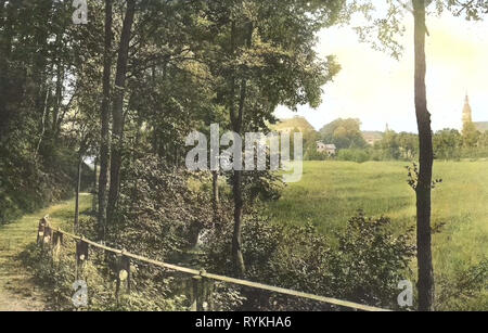Spianate, chiese a Königsbrück, edifici in Königsbrück, 1915, Landkreis Bautzen, Königsbrück, Promenade, Germania Foto Stock