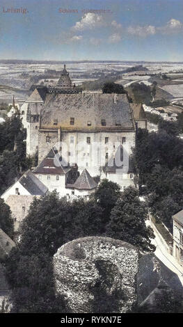 Burg Mildenstein, 1912, Landkreis Mittelsachsen, Leisnig, Schloß Mildenstein, Germania Foto Stock