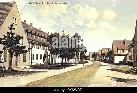 Edifici nel Landkreis Bautzen, Lauta, patrimonio culturale monumenti di Lauta, 1921, Landkreis Bautzen, Lautawerk, Specketerstraße, Germania Foto Stock