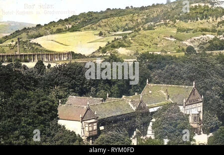 Alberghi in Turingia, Gradierwerk Bad Sulza, edifici termali in Germania, Bad Sulza, 1906 Turingia, Hotel Kurhaus mit Gradierwerken Foto Stock