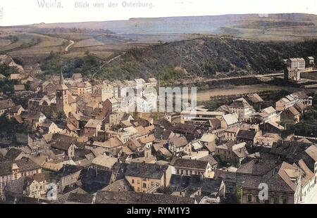 Osterburg Weida, edifici di Weida, chiese di Weida Leder Gmbh, 1906 Turingia, la Weida, Blick von der Osterburg auf die Altstadt Foto Stock