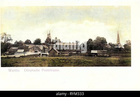 Post di Estonia, edifici di Võru, chiese Võru, 1906, Võru County, Werro, Dörptsche Poststraße Foto Stock