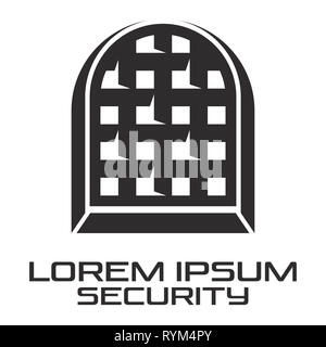 La porta del castello e la protezione del logo Foto Stock