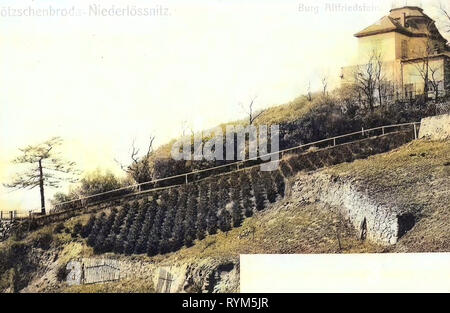 Mätressenschlösschen 1903, Landkreis Meißen, Kötzschenbroda, Niederlößnitz, Burg Altfriedstein, Germania Foto Stock