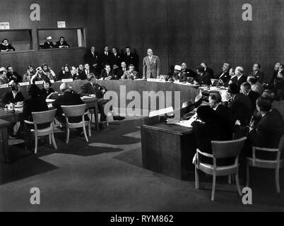 I leader del mondo conferenza scena, QUANDO I mondi si scontrano, 1951 Foto Stock