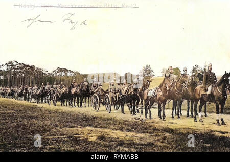 Maxim mitragliatrice, uso militare di cavalli, 1. Königlich Sächsische Maschinengewehr-Abteilung Nr. 12, 1905 cartoline, 1905, 1. Königlich Sächsische Maschinengewehr, Abteilung Nr. 12 Foto Stock