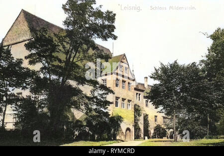 Burg Mildenstein, 1906 Landkreis Mittelsachsen, Leisnig, Schloß Mildenstein, Germania Foto Stock