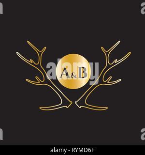 Le corna del logo del vettore. Corna emblema Illustrazione Vettoriale