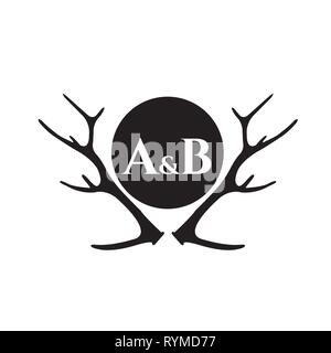 Le corna del logo del vettore. Corna emblema Illustrazione Vettoriale