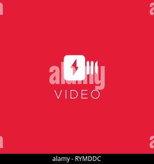 Logo Video. La produzione video emblema. I video noleggiati segno. Il logo del cinema Illustrazione Vettoriale