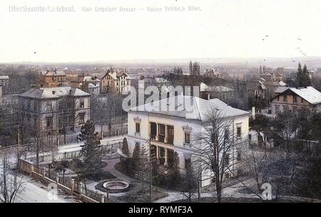 Strade in Serkowitz, Villa Dr.-Schmincke-Allee 8 (Radebeul), 1907, Landkreis Meißen, Villa Dr.-Schmincke-Allee 9 (Radebeul), Mietvilla Dr.-Schmincke-Allee 7 (Radebeul) di Radebeul, Ecke Leipziger Straße, Kaiser Friedrich Allee, Germania Foto Stock