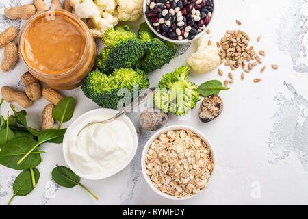 Varie proteine senza carne cibo Foto Stock