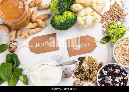 Varie proteine senza carne cibo Foto Stock