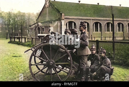 1. Königlich Sächsische Maschinengewehr-Abteilung Nr. 12 mg 08, 1908 cartoline, 1908, 1. Königlich Sächsische Maschinengewehr, Abteilung Nr. 12 Foto Stock