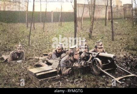 1. Königlich Sächsische Maschinengewehr-Abteilung Nr. 12 mg 08, 1908 cartoline, 1908, 1. Königlich Sächsische Maschinengewehr, Abteilung Nr. 12 Foto Stock