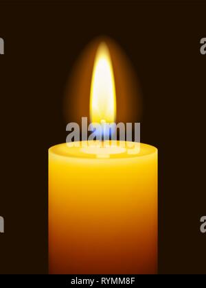 Masterizzazione realistica candela isolata su sfondo nero. Illustrazione Vettoriale Illustrazione Vettoriale
