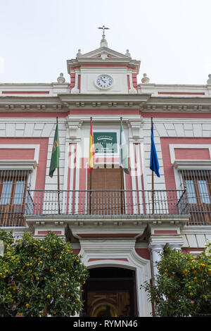 Gli ornati Plaza de la provincia in Plaza del Triunfo a Siviglia, Spagna Foto Stock