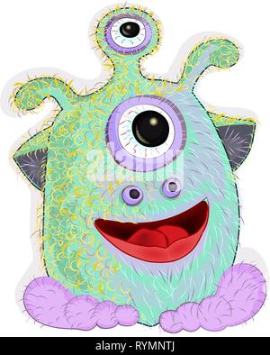 Piedi grandi funny monster turchese alien Illustrazione Vettoriale