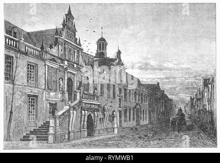 Nelle prime ore del mattino un pullman e quattro rende il modo giù Breenstraat nella città universitaria di Lieden. Dalla Camera Obscura, un XIX secolo collezione di Dutch ironico-realistico saggi, storie e bozzetti in cui Hildebrand, l'autore tiene un ironico guardare il comportamento del 'ben-to-do', trovando in essi borghesi e senza una buona parola per loro. Foto Stock