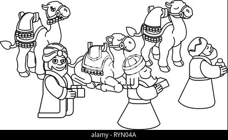 Saggi Presepe Cartoon Illustrazione Vettoriale