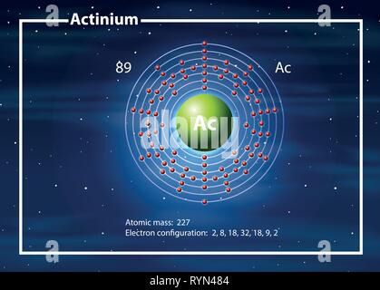 Un atomo di attinio diagramma illustrativo Illustrazione Vettoriale