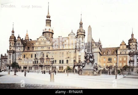 Il castello di Dresda, Wettin obelisco, Dresda, 1904, Königliches Schloß, Germania Foto Stock