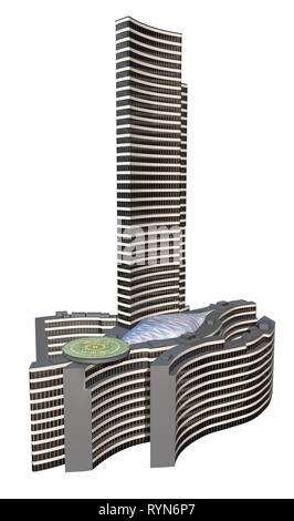 Palazzo Lombardia, Milano, Porta Nuova grattacielo, regione Lombardia, la piazza città di Lombardia. L'Italia. Il rendering 3D Foto Stock