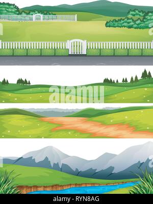 Set di diverse scene all'aperto illustrazione Illustrazione Vettoriale