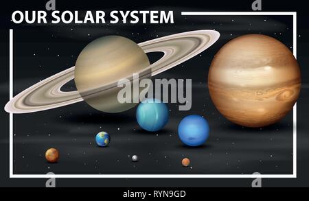 Un sistema solare schema illustrativo Illustrazione Vettoriale