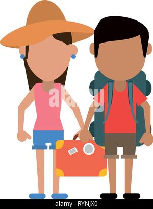 Coppia di turisti avatar cartone animato Illustrazione Vettoriale