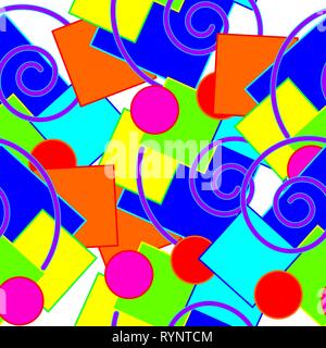 Abstract sfondo senza giunture costituito da una varietà di coloratissimi forme geometriche. Illustrazione Vettoriale