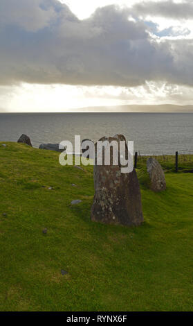 Auchagallon stone circle, vicino Machrie sull'isola di Arran Foto Stock